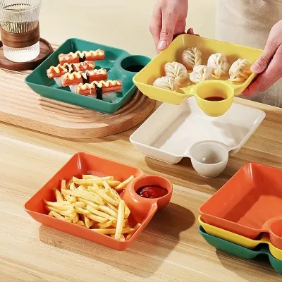 Square Serving Plates With Saucer (4 Pc)